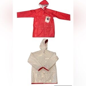 Vintage Aqua Teen Reversible Stadium Rain Jacket Medium (8-10) Red White Hearts